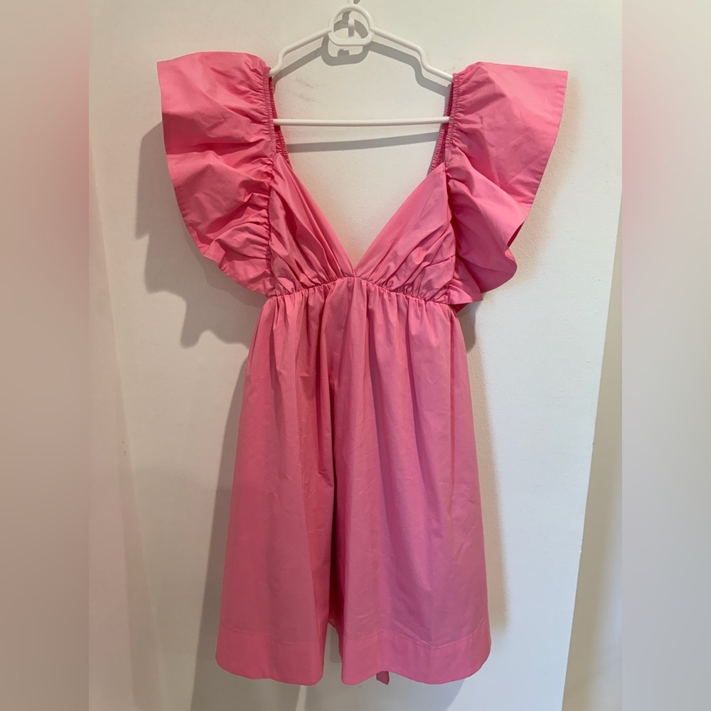 Pink Ruffled Mini Dress Size Small - Picture 4 of 7